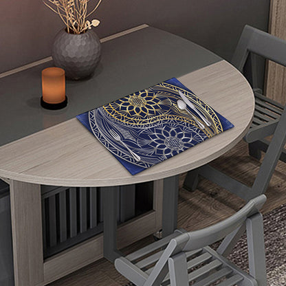 Gold And Grey Yin Yang Flower Print Placemat