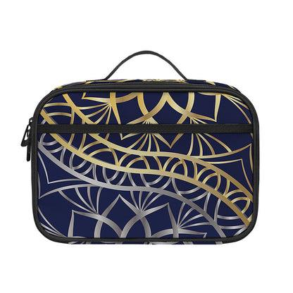 Gold And Grey Yin Yang Flower Print Portable Lunch Bag