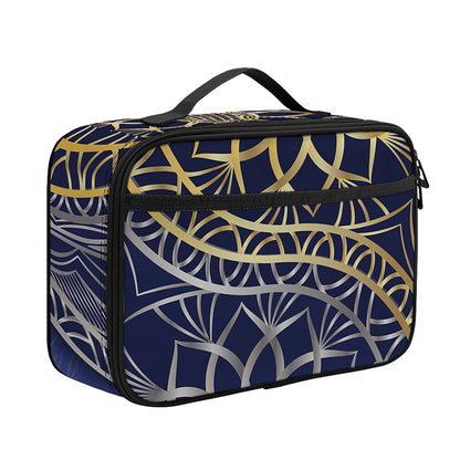 Gold And Grey Yin Yang Flower Print Portable Lunch Bag