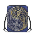 Gold And Grey Yin Yang Flower Print Rectangular Crossbody Bag