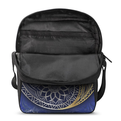 Gold And Grey Yin Yang Flower Print Rectangular Crossbody Bag