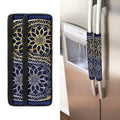 Gold And Grey Yin Yang Flower Print Refrigerator Handle Covers