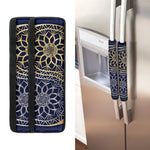 Gold And Grey Yin Yang Flower Print Refrigerator Handle Covers