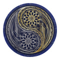 Gold And Grey Yin Yang Flower Print Round Blanket