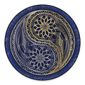 Gold And Grey Yin Yang Flower Print Round Floor Mat