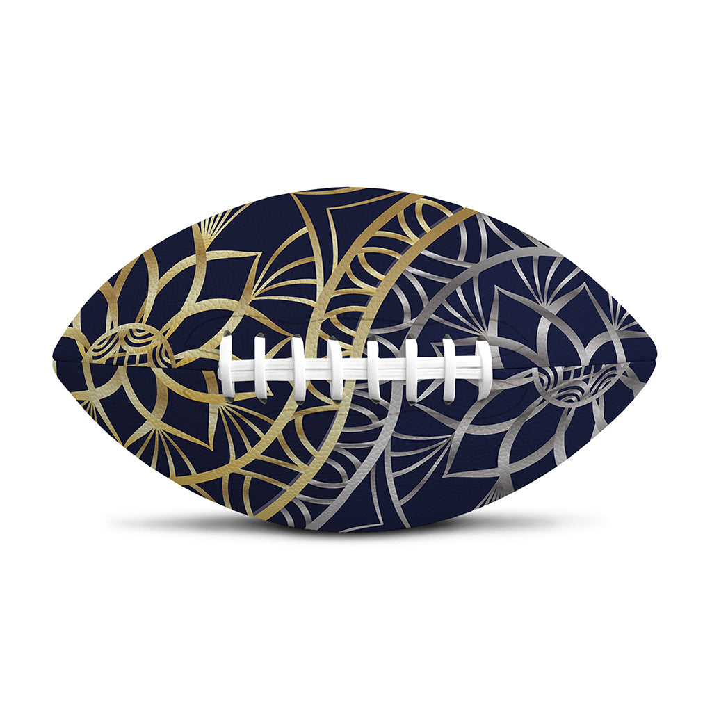 Gold And Grey Yin Yang Flower Print Rugby Ball