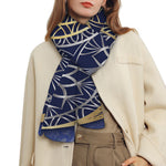 Gold And Grey Yin Yang Flower Print Scarf
