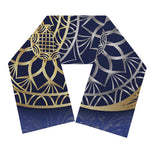 Gold And Grey Yin Yang Flower Print Scarf