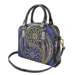 Gold And Grey Yin Yang Flower Print Shoulder Handbag