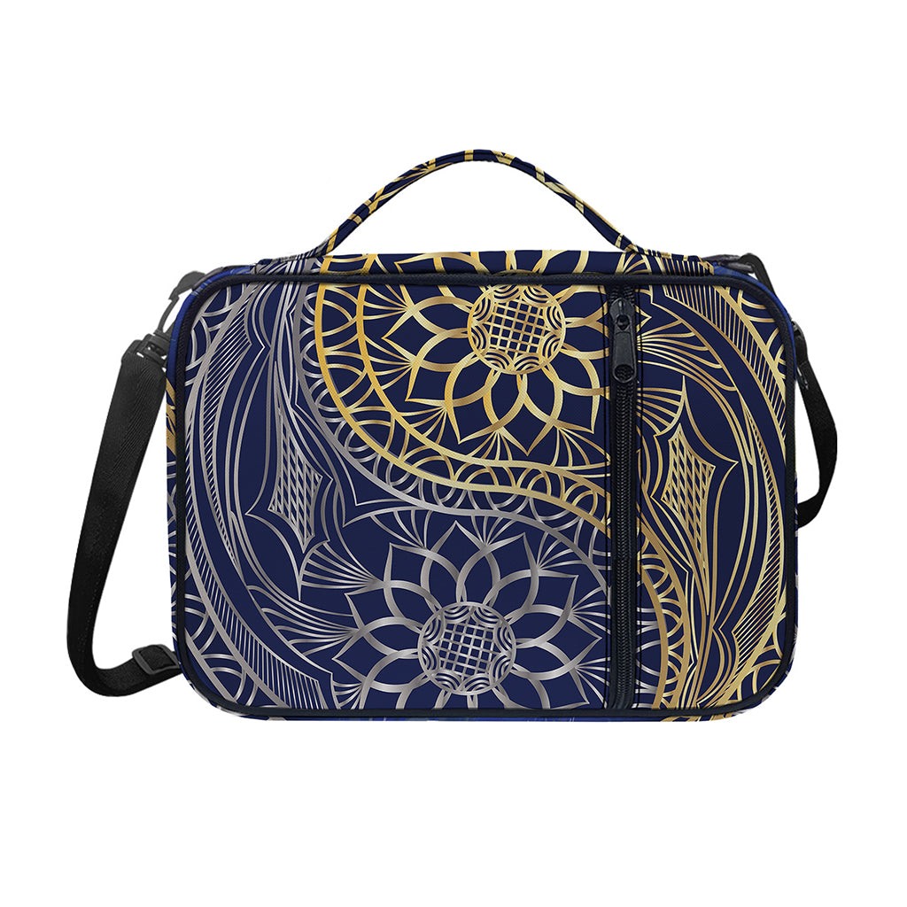 Gold And Grey Yin Yang Flower Print Shoulder Strap Bible Bag