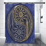 Gold And Grey Yin Yang Flower Print Shower Curtain