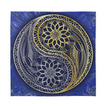 Gold And Grey Yin Yang Flower Print Silk Bandana