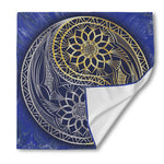 Gold And Grey Yin Yang Flower Print Silk Bandana
