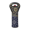 Gold And Grey Yin Yang Flower Print Single Neoprene Wine Tote