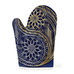 Gold And Grey Yin Yang Flower Print Single Oven Mitt