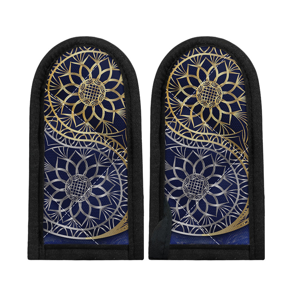 Gold And Grey Yin Yang Flower Print Skillet Handle Cover