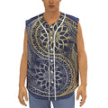 Gold And Grey Yin Yang Flower Print Sleeveless Baseball Jersey