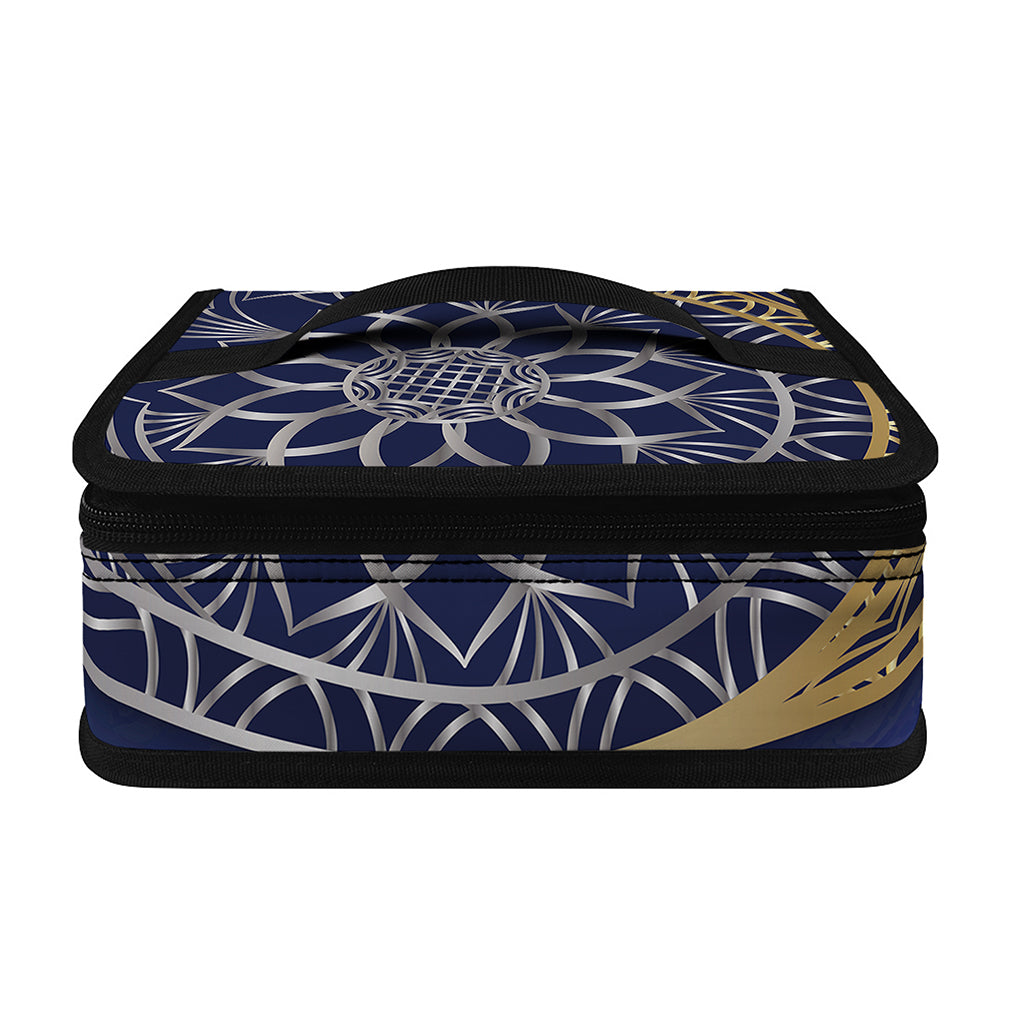 Gold And Grey Yin Yang Flower Print Small Lunch Bag