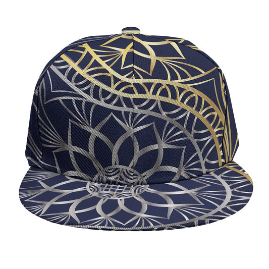 Gold And Grey Yin Yang Flower Print Snapback Cap