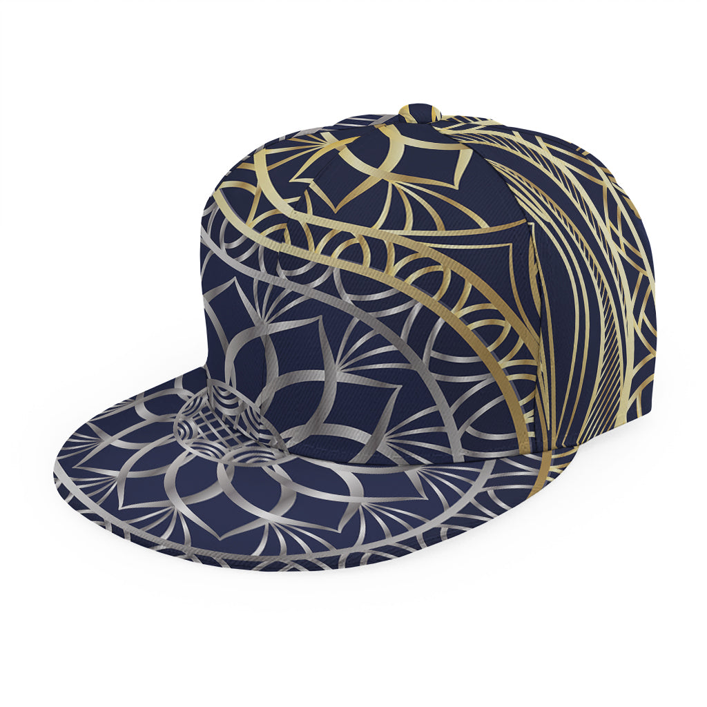 Gold And Grey Yin Yang Flower Print Snapback Cap