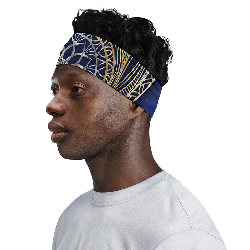 Gold And Grey Yin Yang Flower Print Sports Headband