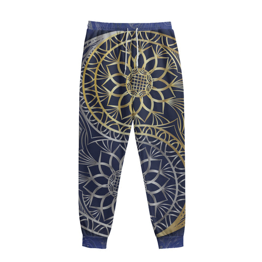 Gold And Grey Yin Yang Flower Print Sweatpants