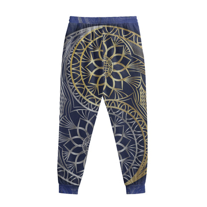 Gold And Grey Yin Yang Flower Print Sweatpants