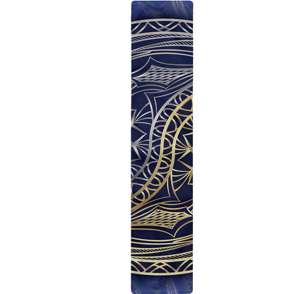 Gold And Grey Yin Yang Flower Print Table Runner
