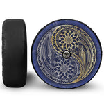 Gold And Grey Yin Yang Flower Print Tire Cover With Camera Hole