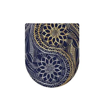 Gold And Grey Yin Yang Flower Print Toilet Lid Cover