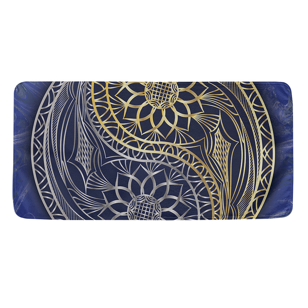 Gold And Grey Yin Yang Flower Print Towel
