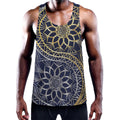 Gold And Grey Yin Yang Flower Print Men's Workout Tank Top