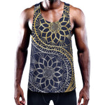 Gold And Grey Yin Yang Flower Print Training Tank Top
