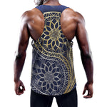 Gold And Grey Yin Yang Flower Print Training Tank Top