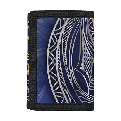 Gold And Grey Yin Yang Flower Print Trifold Wallet
