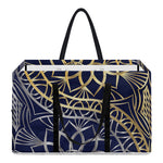 Gold And Grey Yin Yang Flower Print Utility Tote Bag