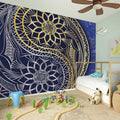 Gold And Grey Yin Yang Flower Print Wall Sticker