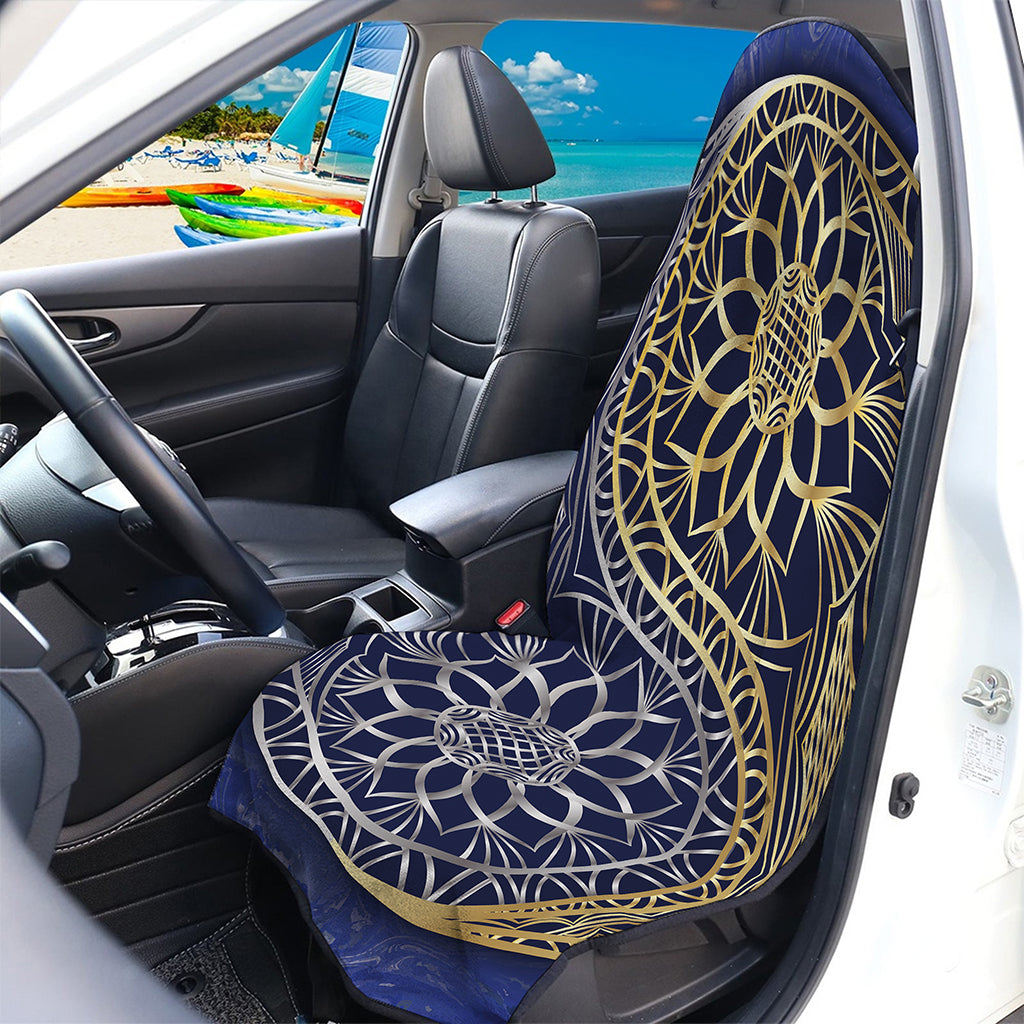 Gold And Grey Yin Yang Flower Print Waterproof Car Seat Cover