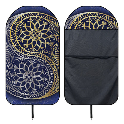 Gold And Grey Yin Yang Flower Print Waterproof Car Seat Cover