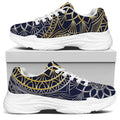 Gold And Grey Yin Yang Flower Print White Chunky Shoes