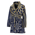 Gold And Grey Yin Yang Flower Print Women's Bathrobe