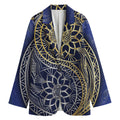 Gold And Grey Yin Yang Flower Print Women's Blazer