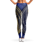 Gold And Grey Yin Yang Flower Print Women's Leggings