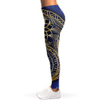 Gold And Grey Yin Yang Flower Print Women's Leggings