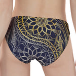 Gold And Grey Yin Yang Flower Print Women's Panties