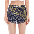Gold And Grey Yin Yang Flower Print Women's Split Running Shorts