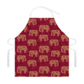 Gold And Red Boho Elephant Print Adjustable Apron