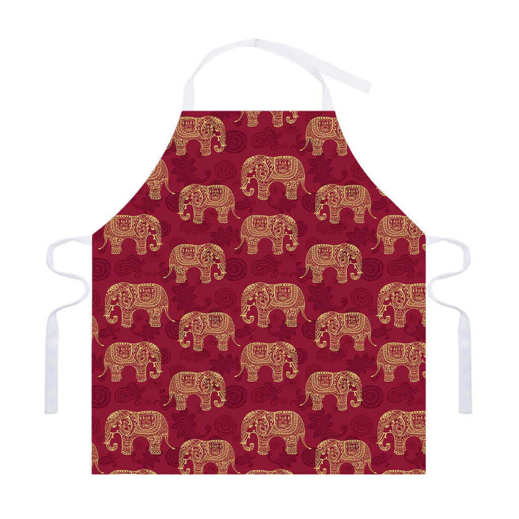 Gold And Red Boho Elephant Print Adjustable Apron