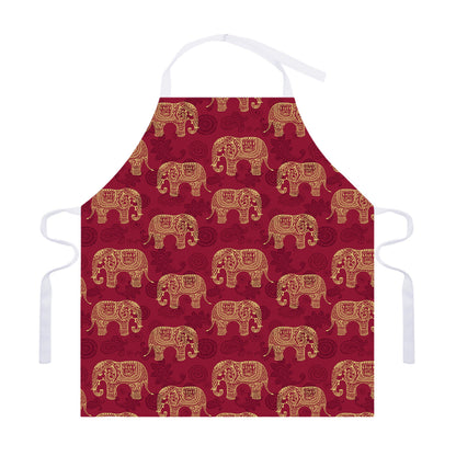 Gold And Red Boho Elephant Print Adjustable Apron