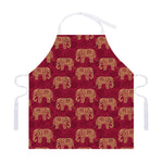 Gold And Red Boho Elephant Print Adjustable Apron